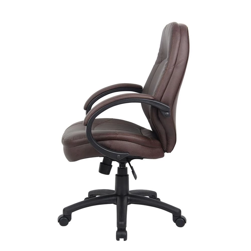 27 in. Width Big and Tall Bomber Brown Faux Leather Executive Chair with Swivel Seat by BOSS Office Products 4 27 in. Width Big and Tall Bomber Brown Faux Leather Executive Chair with Swivel Seat by BOSS Office Products - Image 2