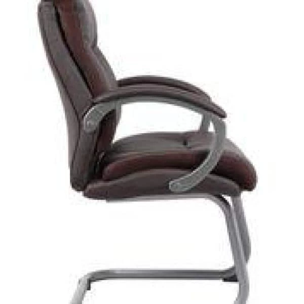Executive Guest Chair. Brown Leather Cushions. Padded Arms. Pewter Finish Arms and Frame. Floor Glides. by BOSS Office Products 4 Executive Guest Chair. Brown Leather Cushions. Padded Arms. Pewter Finish Arms and Frame. Floor Glides. by BOSS Office Products - Image 2