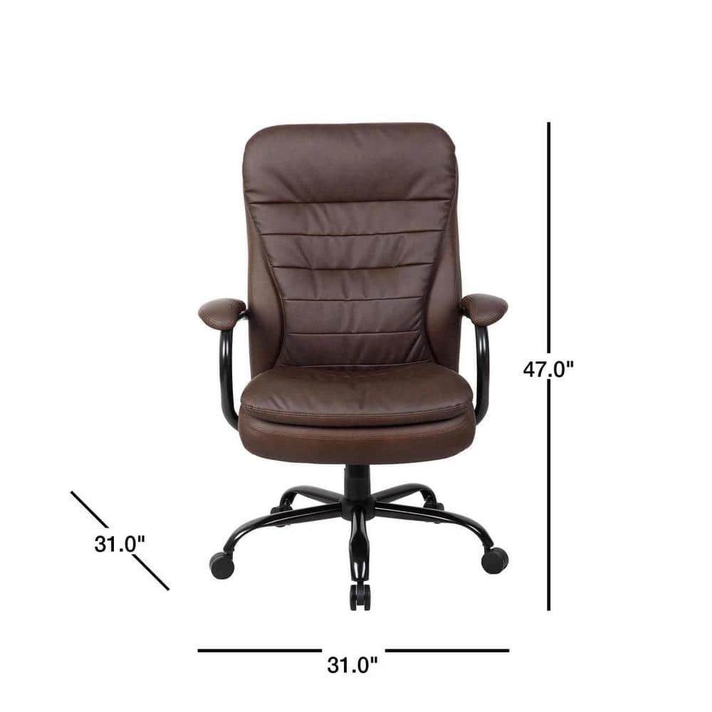 31 in. Width Big and Tall Brown Faux Leather Executive Chair with Swivel Seat by BOSS Office Products 5 31 in. Width Big and Tall Brown Faux Leather Executive Chair with Swivel Seat by BOSS Office Products - Image 3