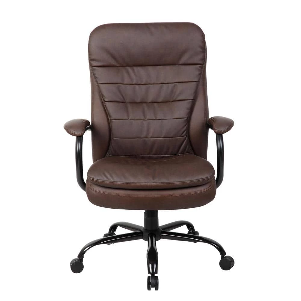 31 in. Width Big and Tall Brown Faux Leather Executive Chair with Swivel Seat by BOSS Office Products 6 31 in. Width Big and Tall Brown Faux Leather Executive Chair with Swivel Seat by BOSS Office Products - Image 4