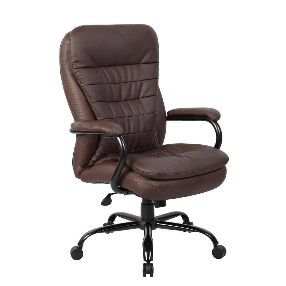 31 in. Width Big and Tall Brown Faux Leather Executive Chair with Swivel Seat by BOSS Office Products 3 31 in. Width Big and Tall Brown Faux Leather Executive Chair with Swivel Seat by BOSS Office Products