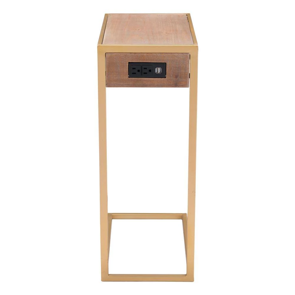 Ike Wood and Gold Side Table by ZUO 7 Ike Wood and Gold Side Table by ZUO - Image 5