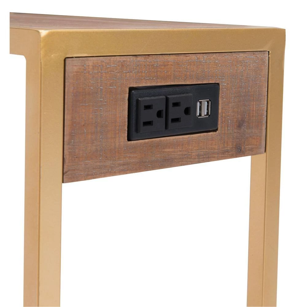 Ike Wood and Gold Side Table by ZUO 9 Ike Wood and Gold Side Table by ZUO - Image 7