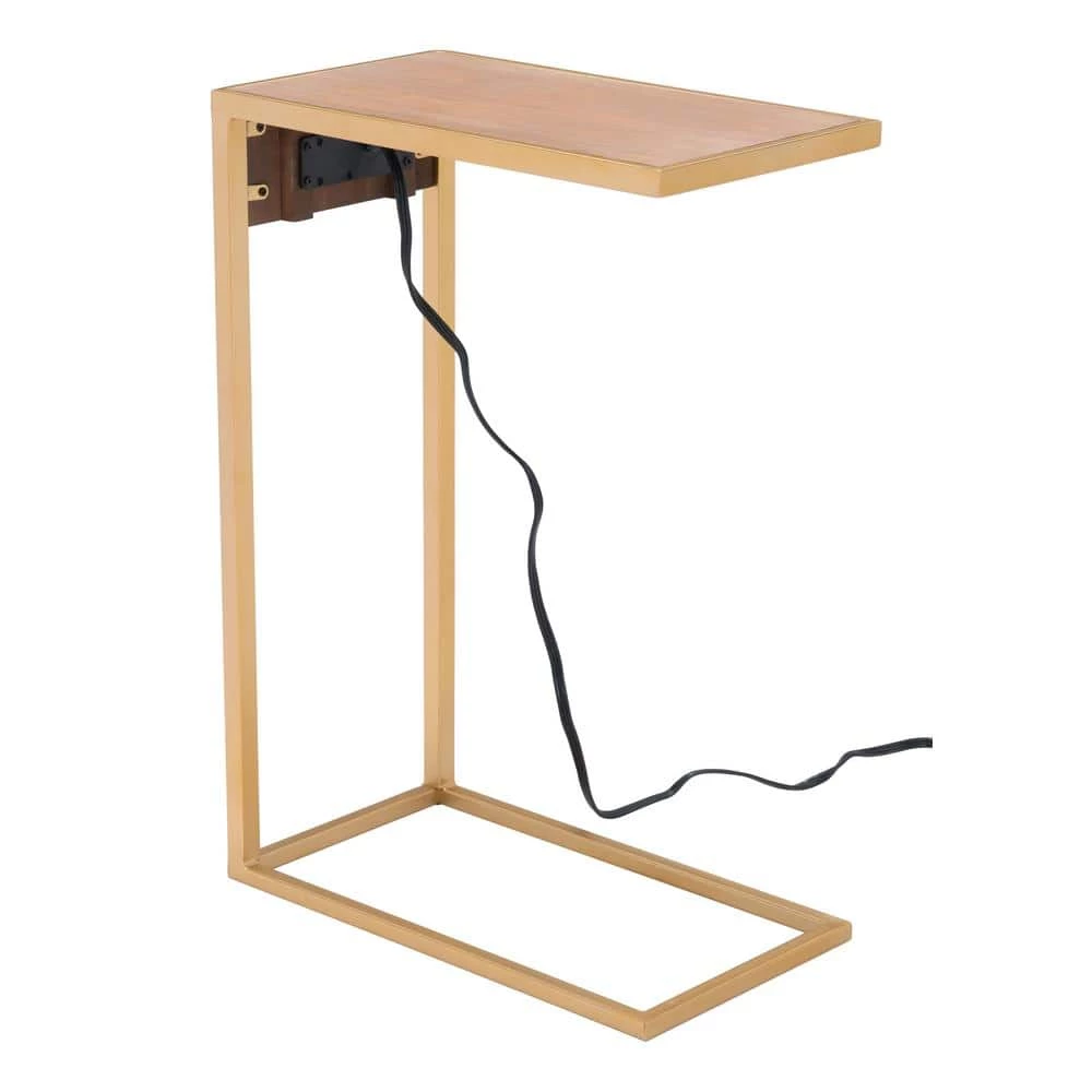 Ike Wood and Gold Side Table by ZUO 4 Ike Wood and Gold Side Table by ZUO - Image 2