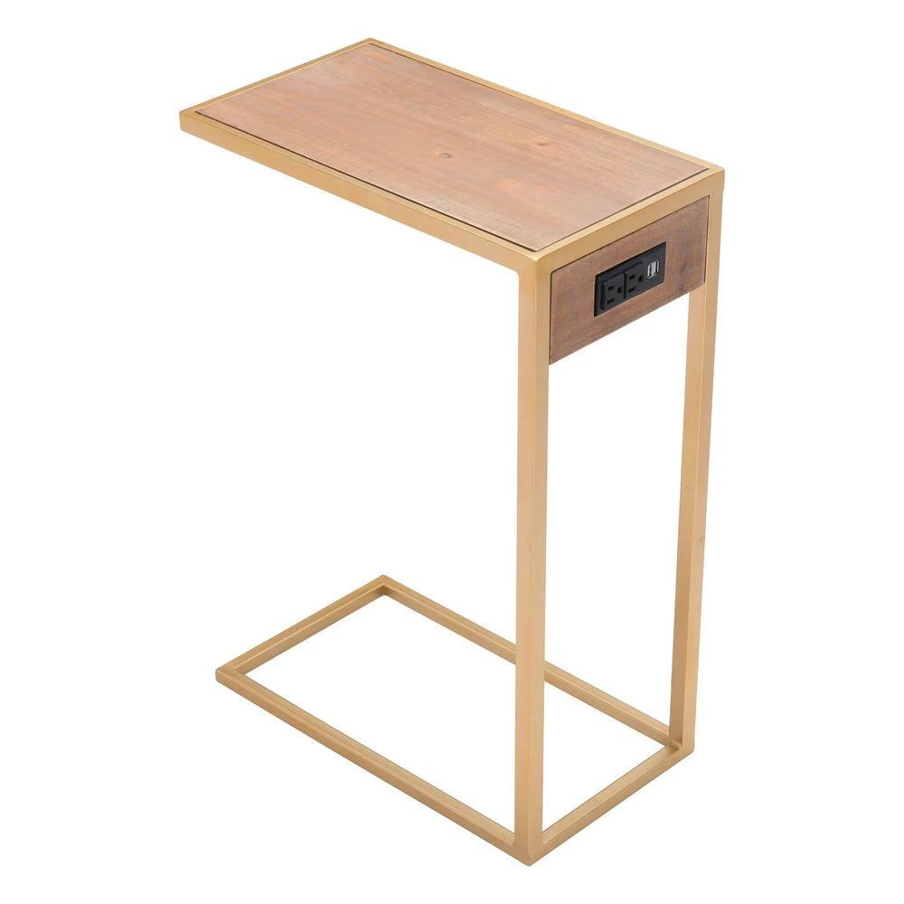 Ike Wood and Gold Side Table by ZUO 8 Ike Wood and Gold Side Table by ZUO - Image 6