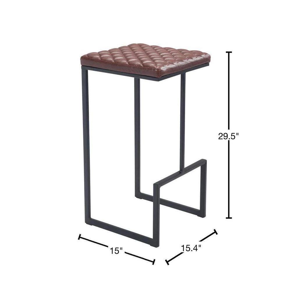 Element 17 in. Brown Bar Stool by ZUO 5 Element 17 in. Brown Bar Stool by ZUO - Image 3