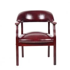 Captains Chair Burgundy Vinyl Mahogany Brass Nail Heads by BOSS Office Products -BOSS Offic Shop burgundy accent chairs b9540 by 1f 1000
