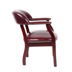 Captains Chair Burgundy Vinyl Mahogany Brass Nail Heads by BOSS Office Products -BOSS Offic Shop burgundy accent chairs b9540 by 40 1000