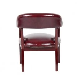 Captains Chair Burgundy Vinyl Mahogany Brass Nail Heads by BOSS Office Products -BOSS Offic Shop burgundy accent chairs b9540 by 4f 1000