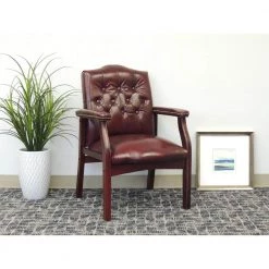 24.5 in. Width Big and Tall Burgundy and Mahogany Vinyl Guest Office Chair by BOSS Office Products 13 24.5 in. Width Big and Tall Burgundy and Mahogany Vinyl Guest Office Chair by BOSS Office Products -Default Template 6 burgundy and mahogany boss office products guest office chairs b959 by 31 1000