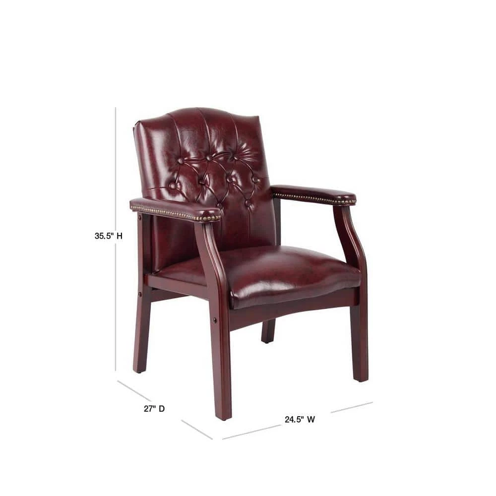 24.5 in. Width Big and Tall Burgundy and Mahogany Vinyl Guest Office Chair by BOSS Office Products 5 24.5 in. Width Big and Tall Burgundy and Mahogany Vinyl Guest Office Chair by BOSS Office Products - Image 3