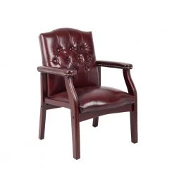 24.5 in. Width Big and Tall Burgundy and Mahogany Vinyl Guest Office Chair by BOSS Office Products