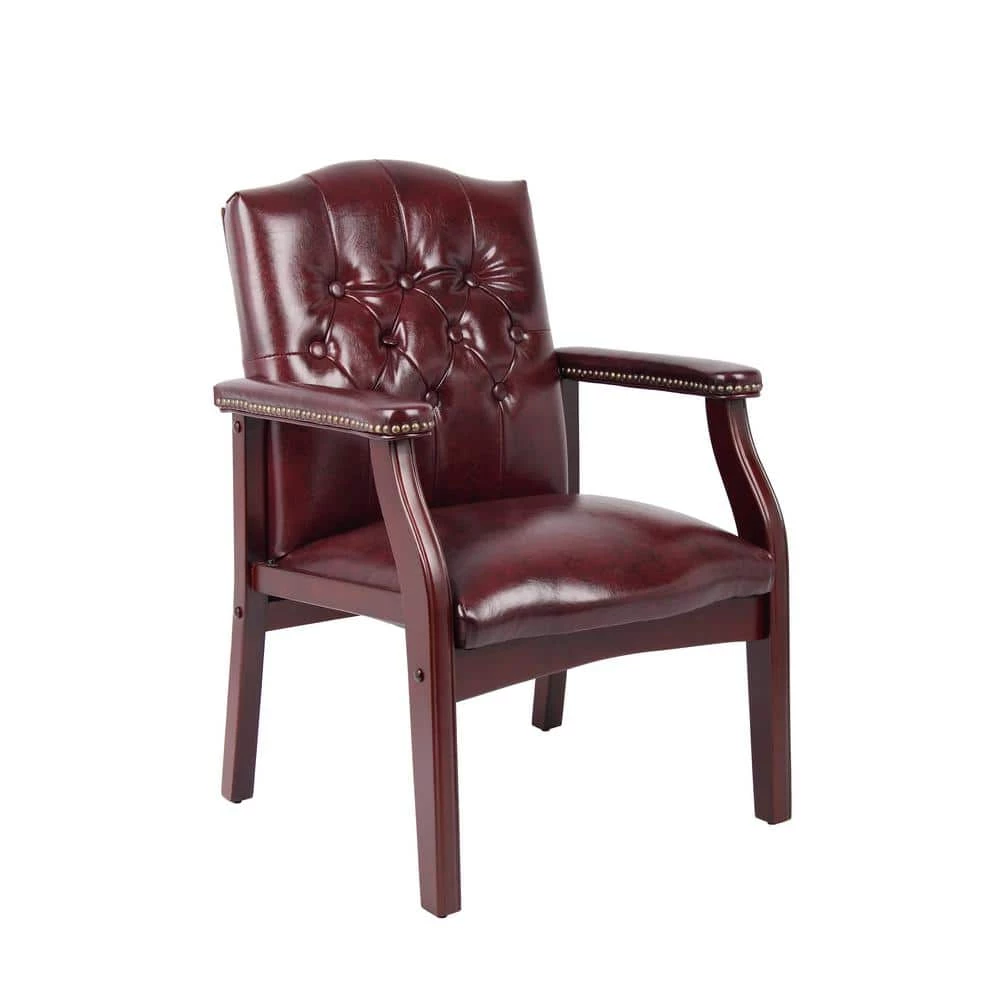 24.5 in. Width Big and Tall Burgundy and Mahogany Vinyl Guest Office Chair by BOSS Office Products 3 24.5 in. Width Big and Tall Burgundy and Mahogany Vinyl Guest Office Chair by BOSS Office Products