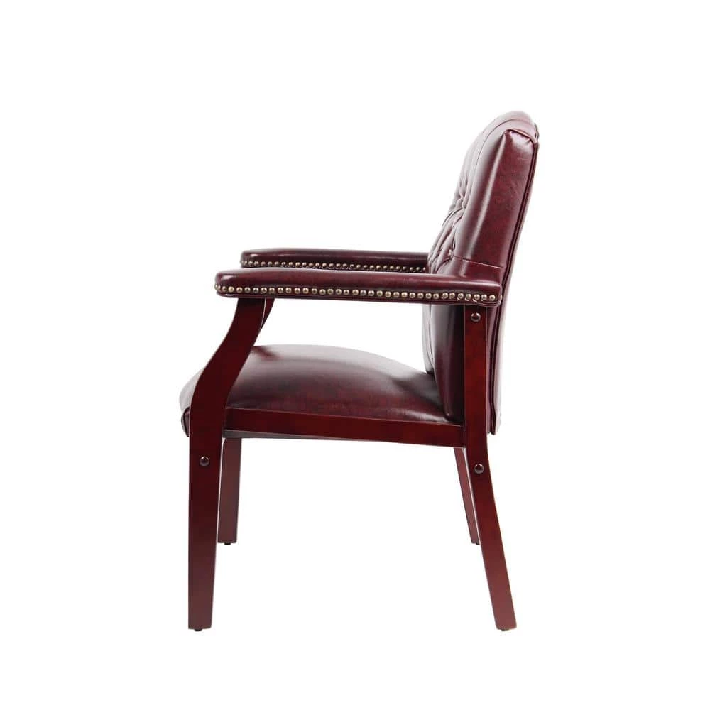 24.5 in. Width Big and Tall Burgundy and Mahogany Vinyl Guest Office Chair by BOSS Office Products 4 24.5 in. Width Big and Tall Burgundy and Mahogany Vinyl Guest Office Chair by BOSS Office Products - Image 2