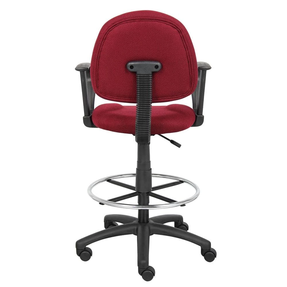 Burgundy Tweed Fabric Loop Arms Ergonomic Drafting Chair by BOSS Office Products 5 Burgundy Tweed Fabric Loop Arms Ergonomic Drafting Chair by BOSS Office Products - Image 3