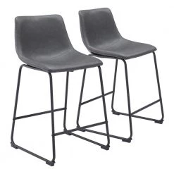Smart Charcoal 100% Polyurethane Counter Chair Set - (Set of 2) by ZUO