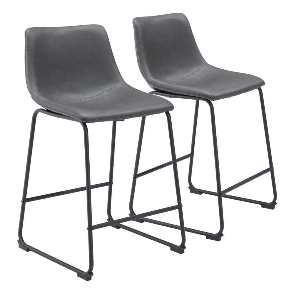Smart Charcoal 100% Polyurethane Counter Chair Set - (Set of 2) by ZUO 3 Smart Charcoal 100% Polyurethane Counter Chair Set - (Set of 2) by ZUO