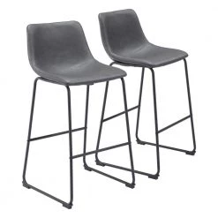 Smart Charcoal 100% Polyurethane Bar Chair Set - (Set of 2) by ZUO