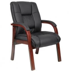 26 in. Width Big and Tall Cherry Vinyl Guest Office Chair by BOSS Office Products