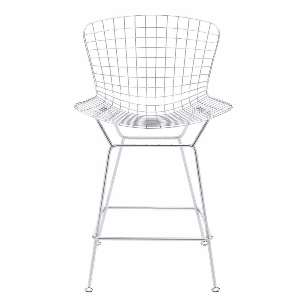 Wire Chrome High Back Metal Counter Height (24-17 in.) Bar Stool by ZUO 3 Wire Chrome High Back Metal Counter Height (24-17 in.) Bar Stool by ZUO - Image 2
