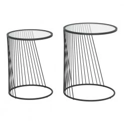 Shine Clear and Black Nesting Tables by ZUO