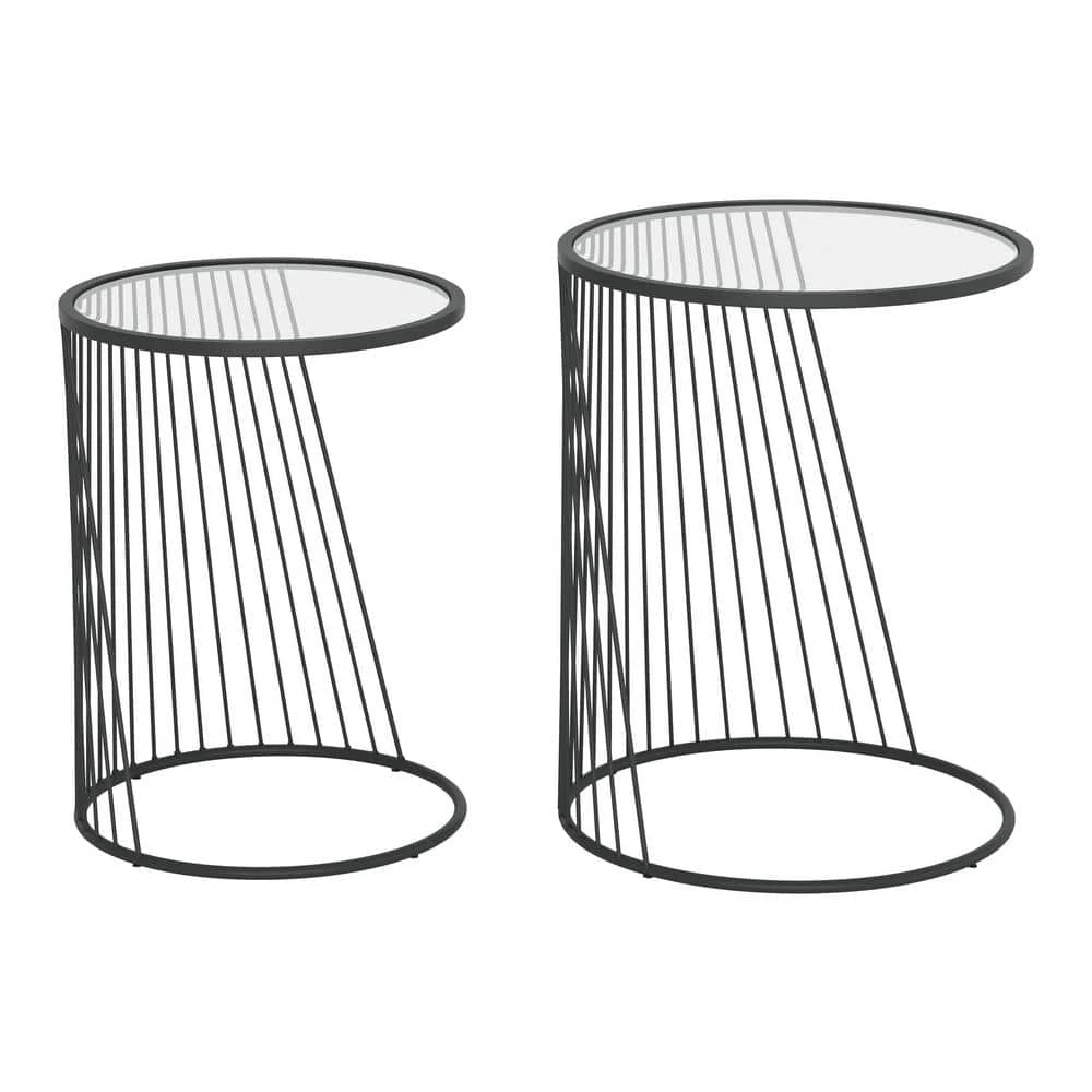 Shine Clear and Black Nesting Tables by ZUO 3 Shine Clear and Black Nesting Tables by ZUO