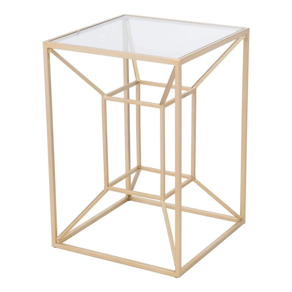 Canyon Clear and Gold Side Table by ZUO 3 Canyon Clear and Gold Side Table by ZUO