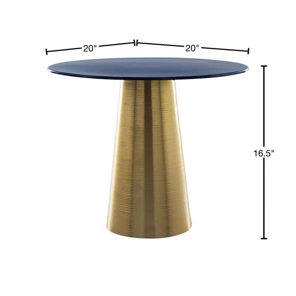 Reo Dark Blue and Gold Side Table by ZUO 5 Reo Dark Blue and Gold Side Table by ZUO - Image 3
