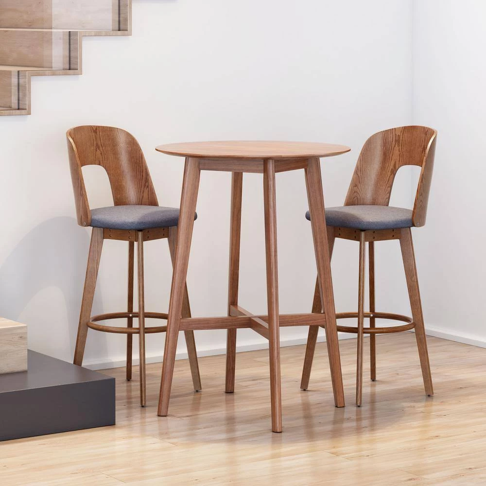 Anton Barstool (Set of 2) Walnut & Dark Gray by ZUO 11 Anton Barstool (Set of 2) Walnut & Dark Gray by ZUO - Image 9