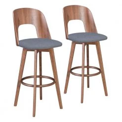 Anton Barstool (Set of 2) Walnut & Dark Gray by ZUO