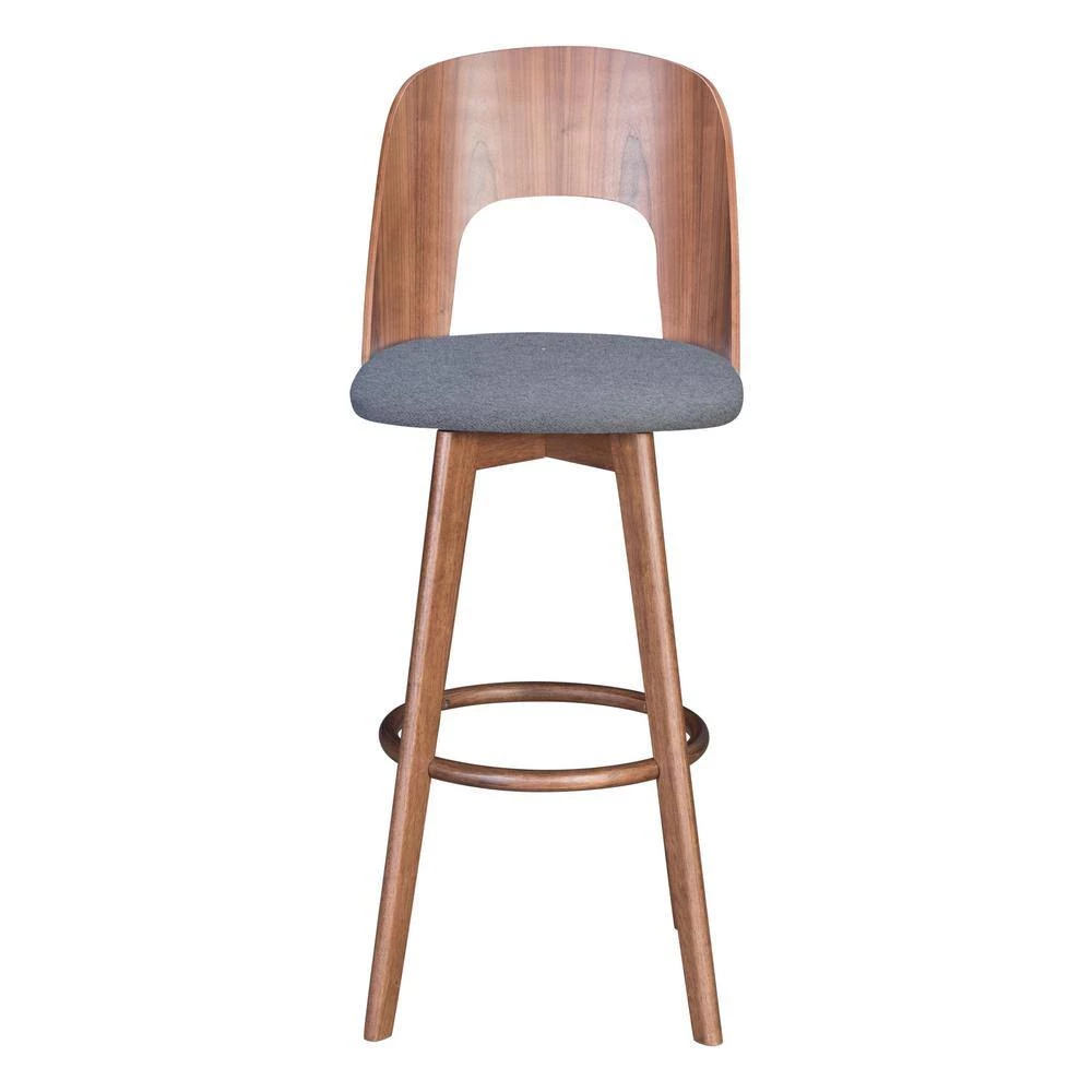 Anton Barstool (Set of 2) Walnut & Dark Gray by ZUO 4 Anton Barstool (Set of 2) Walnut & Dark Gray by ZUO - Image 2