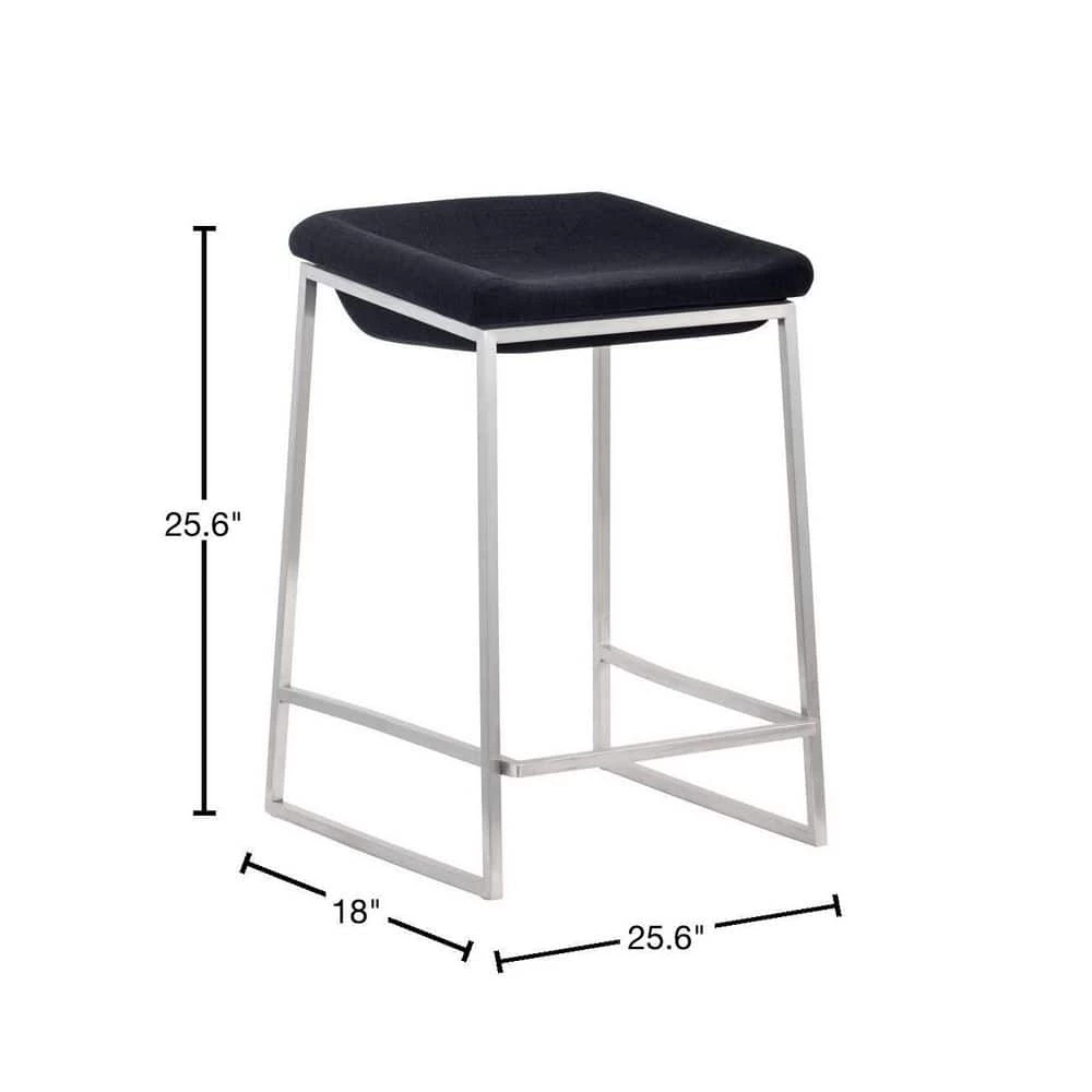 Lids Backless Metal Counter Height Stool 25.6 in. (Set of 2) Dark Gray by ZUO 5 Lids Backless Metal Counter Height Stool 25.6 in. (Set of 2) Dark Gray by ZUO - Image 3