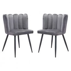 Adele Dark Gray, Black Polyester Dining Side Chair Set of 2 by ZUO