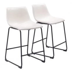 Smart Distressed White 100% Polyurethane Counter Chair Set - (Set of 2) by ZUO