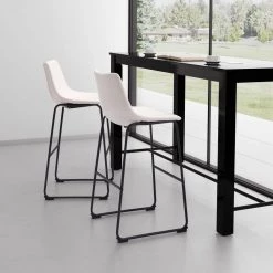 Smart Distressed White 100% Polyurethane Bar Chair Set - (Set of 2) by ZUO -Default Template 6 distressed white black zuo bar stools 109499 31 1000