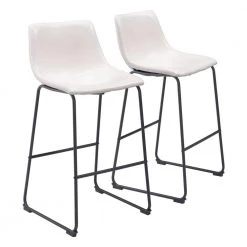 Smart Distressed White 100% Polyurethane Bar Chair Set - (Set of 2) by ZUO