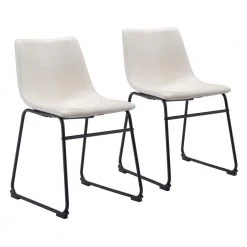 Smart Distressed White, Black Polyurethane Dining Side Chair Set of 2 by ZUO