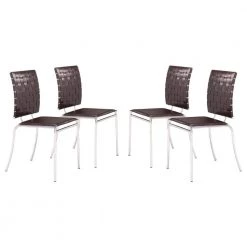 Criss Cross Espresso Leatherette Gliding Side Chair (Set of 4) by ZUO