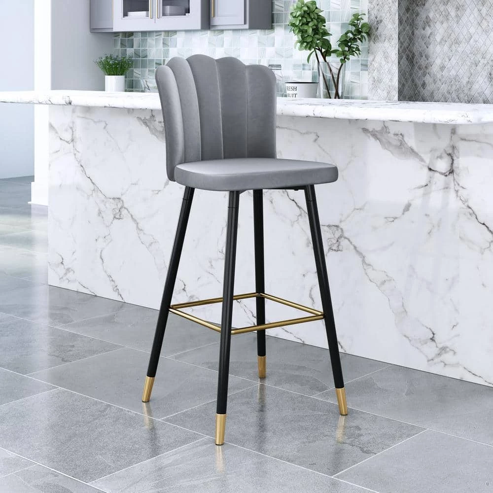 Zinclair Gray 100% Polyester Bar Chair by ZUO 5 Zinclair Gray 100% Polyester Bar Chair by ZUO - Image 3
