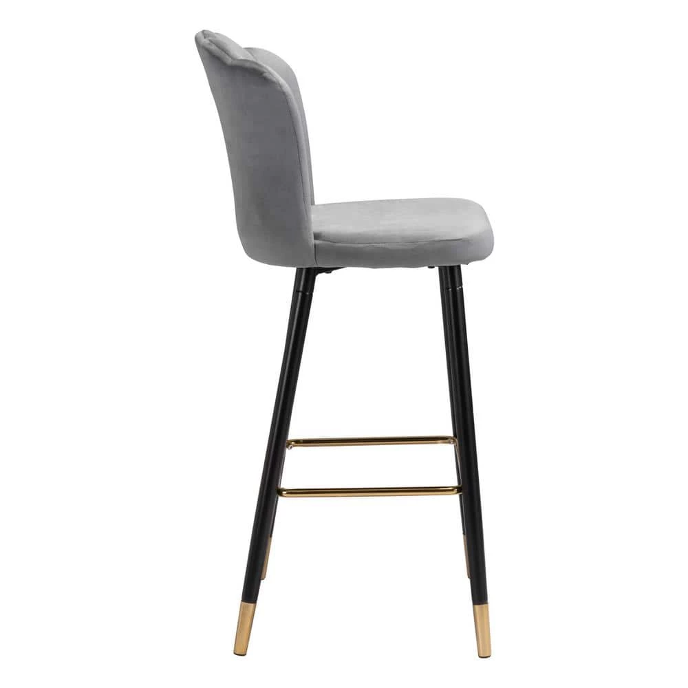 Zinclair Gray 100% Polyester Bar Chair by ZUO 4 Zinclair Gray 100% Polyester Bar Chair by ZUO - Image 2