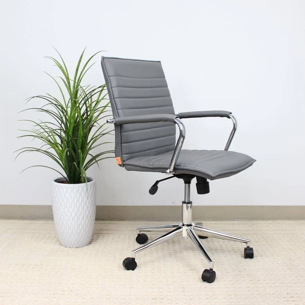 Gray Contemporary Styled Task Chair with Chrome Finish Arms and Adjustable Seat Height by BOSS Office Products 6 Gray Contemporary Styled Task Chair with Chrome Finish Arms and Adjustable Seat Height by BOSS Office Products - Image 4