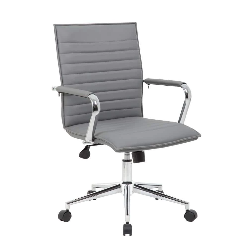Gray Contemporary Styled Task Chair with Chrome Finish Arms and Adjustable Seat Height by BOSS Office Products 3 Gray Contemporary Styled Task Chair with Chrome Finish Arms and Adjustable Seat Height by BOSS Office Products