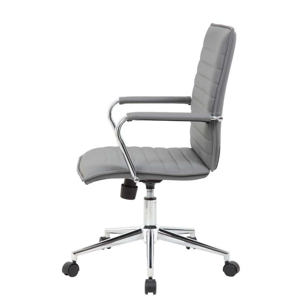 Gray Contemporary Styled Task Chair with Chrome Finish Arms and Adjustable Seat Height by BOSS Office Products 4 Gray Contemporary Styled Task Chair with Chrome Finish Arms and Adjustable Seat Height by BOSS Office Products - Image 2