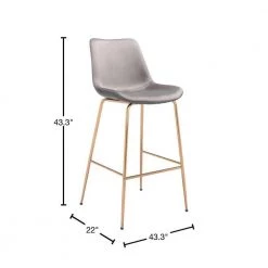 Tony Bar Chair Gray & Gold by ZUO -Default Template 6 gray zuo bar stools 101756 40 1000