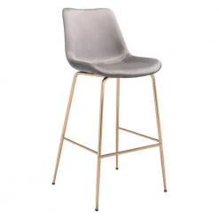 Tony Bar Chair Gray & Gold by ZUO