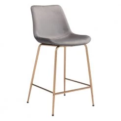 Tony Counter Chair Gray & Gold by ZUO