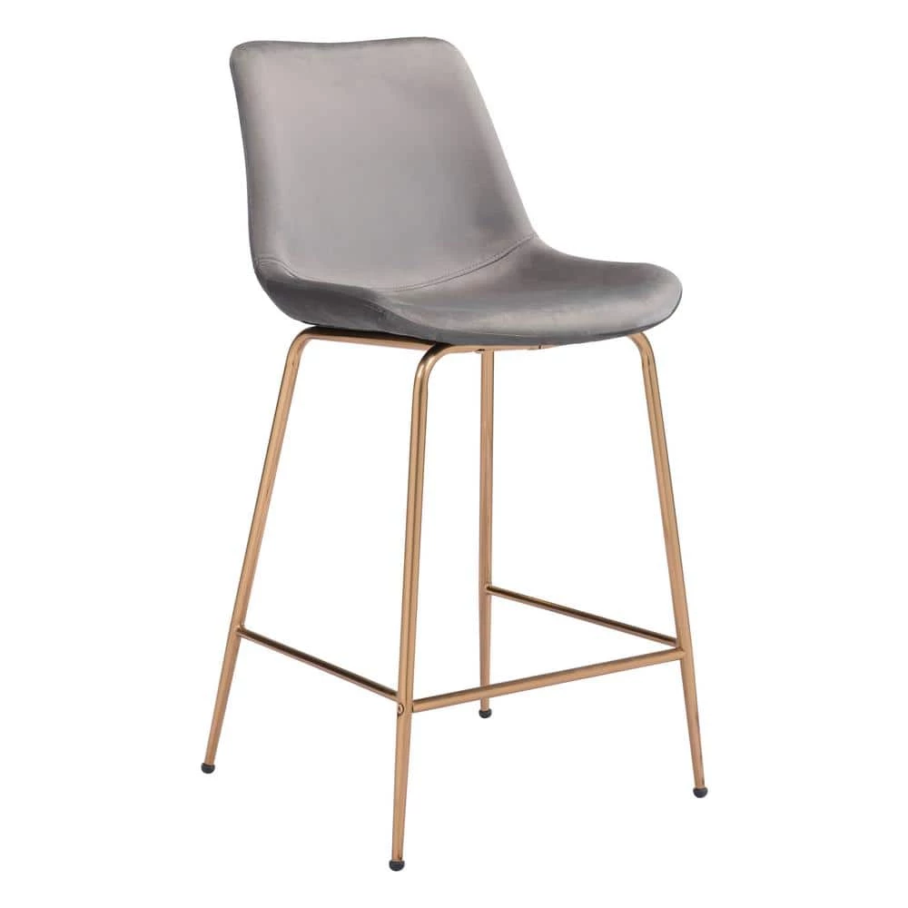 Tony Counter Chair Gray & Gold by ZUO 3 Tony Counter Chair Gray & Gold by ZUO