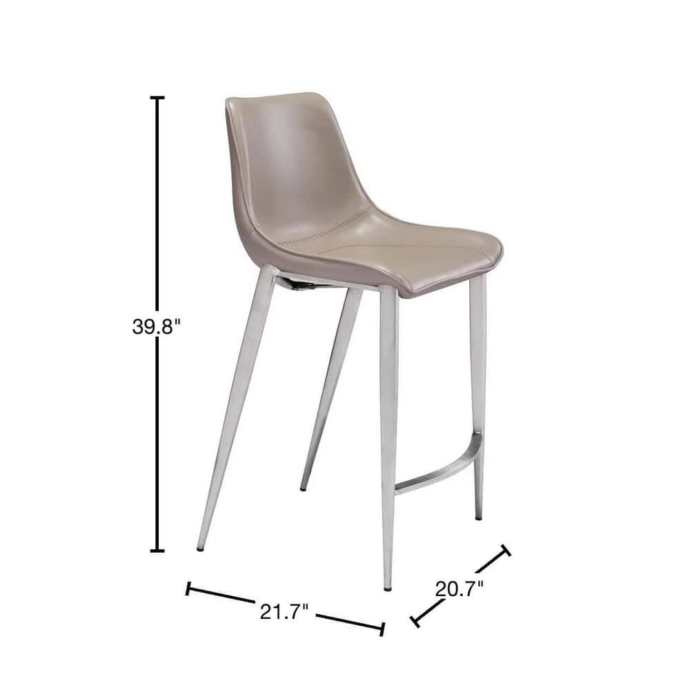 Magnus Gray High Back Metal Counter Height (24-27 in.) Bar Stool by ZUO 5 Magnus Gray High Back Metal Counter Height (24-27 in.) Bar Stool by ZUO - Image 3