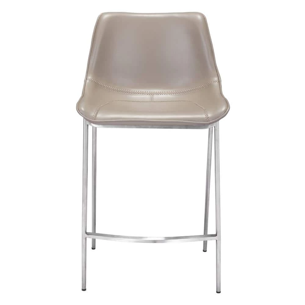 Magnus Gray High Back Metal Counter Height (24-27 in.) Bar Stool by ZUO 4 Magnus Gray High Back Metal Counter Height (24-27 in.) Bar Stool by ZUO - Image 2