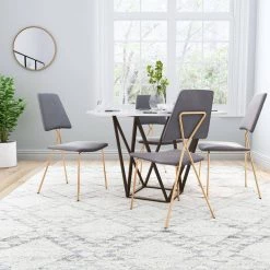 Chloe Gray, Gold Polyester Dining Side Chair Set of 2 by ZUO -BOSS Offic Shop gray zuo dining chairs 101463 31 1000